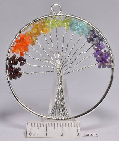 CHAKRA TREE OF LIFE CRYSTAL LARGE CIRCLE PENDANT (J27)