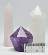 AMETHYST, ROSE QUARTZ AND CLEAR QUARTZ POINT PACK P484
