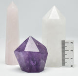AMETHYST, ROSE QUARTZ AND CLEAR QUARTZ POINT PACK P484