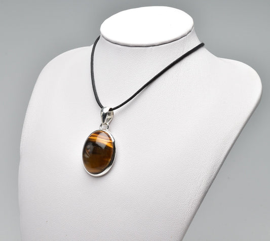 TIGER'S EYE PENDANT set in STERLING SILVER J100