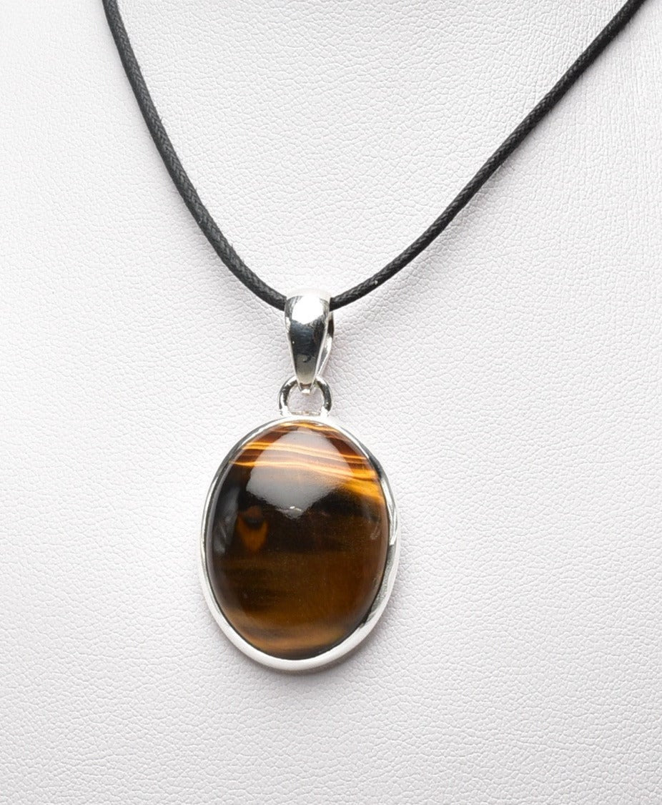 TIGER'S EYE PENDANT set in STERLING SILVER J100
