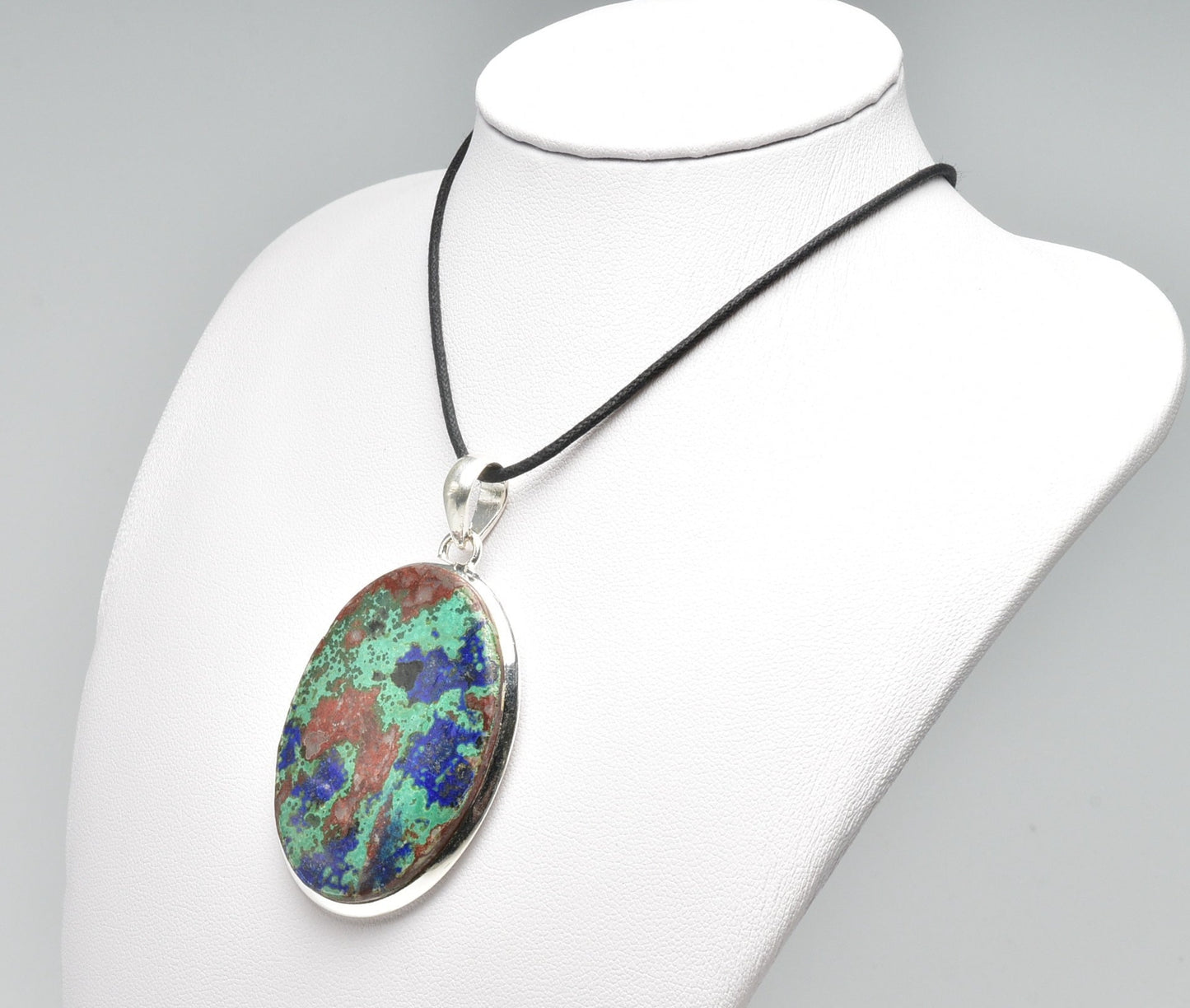AZURITE & MALACHITE set in STERLING SILVER PENDANT J97
