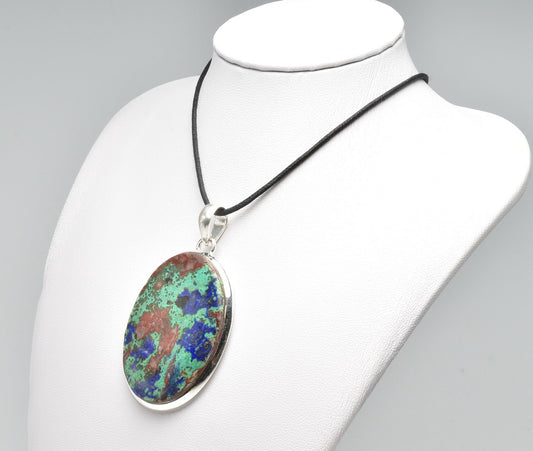 AZURITE & MALACHITE set in STERLING SILVER PENDANT J97