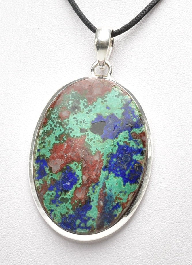 AZURITE & MALACHITE set in STERLING SILVER PENDANT J97