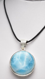 LARIMAR CIRCLE PENDENT set in STERLING SILVER J67