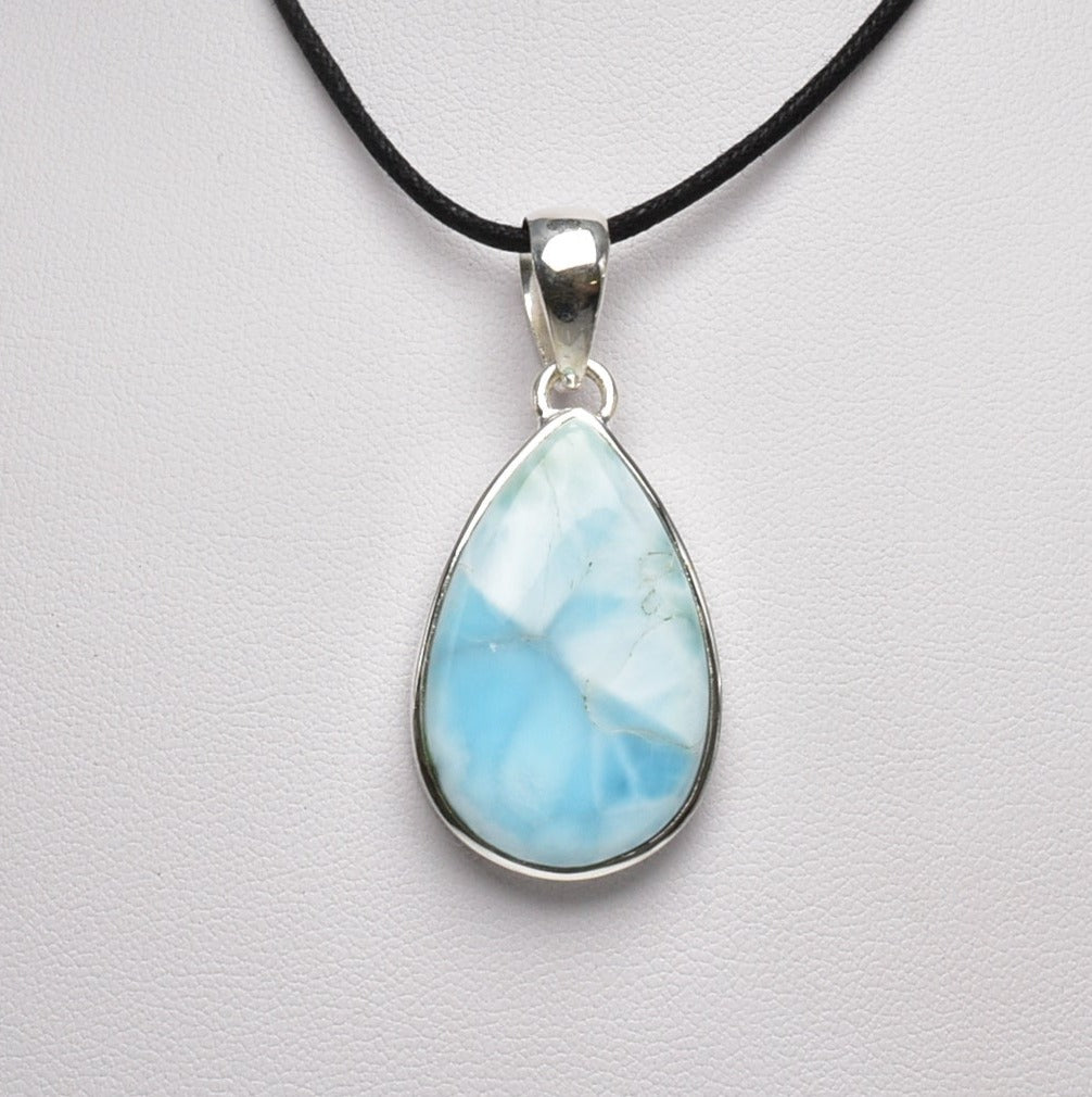 LARIMAR TEAR DROP PENDENT set in STERLING SILVER J74