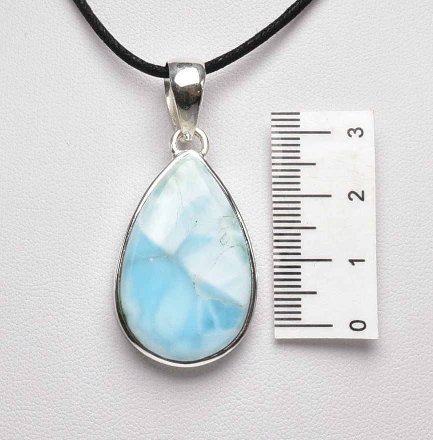 LARIMAR TEAR DROP PENDENT set in STERLING SILVER J74