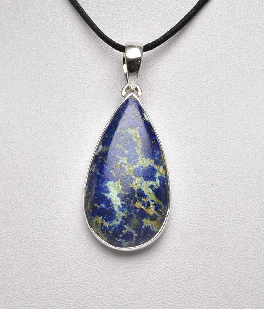 MALACHITE AND AZURITE TEAR DROP PENDENT J78