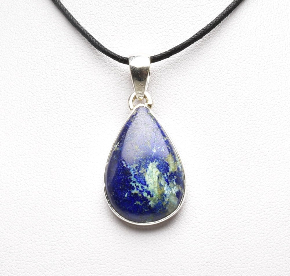 MALACHITE AND AZURITE TEAR DROP PENDENT J80