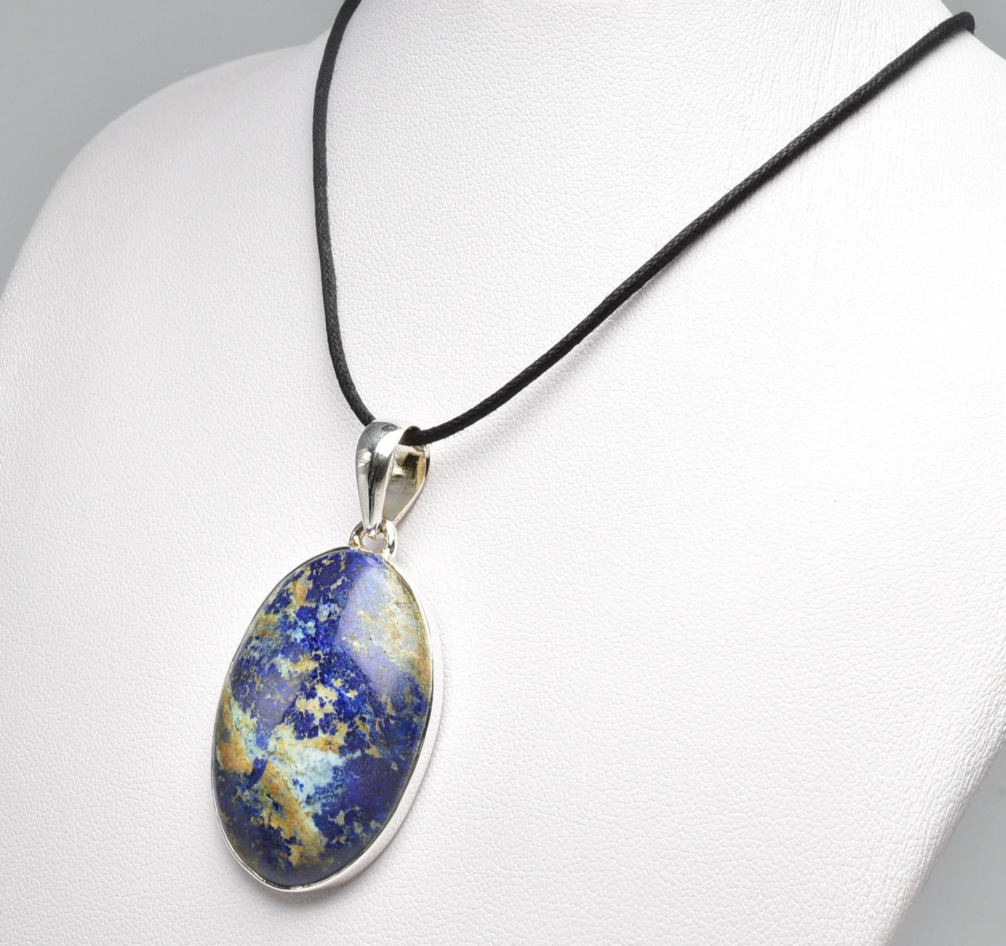 MALACHITE AND AZURITE OVAL PENDENT set in STERLING SILVER J81