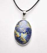 MALACHITE AND AZURITE OVAL PENDENT set in STERLING SILVER J81