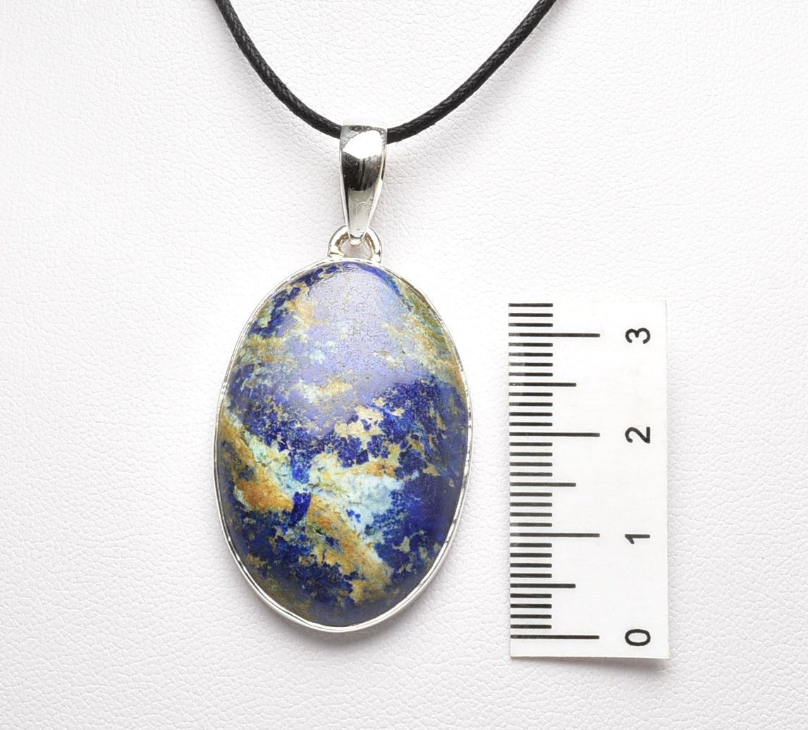 MALACHITE AND AZURITE OVAL PENDENT set in STERLING SILVER J81
