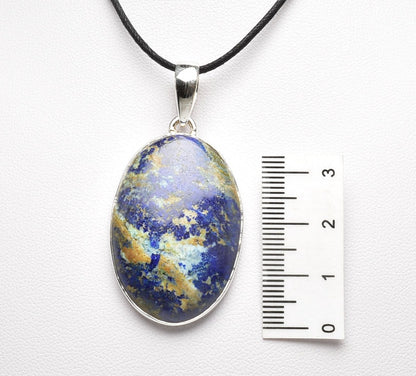 MALACHITE AND AZURITE OVAL PENDENT set in STERLING SILVER J81
