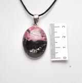 RHODONITE OVAL PENDANT set in STERLING SILVER J86