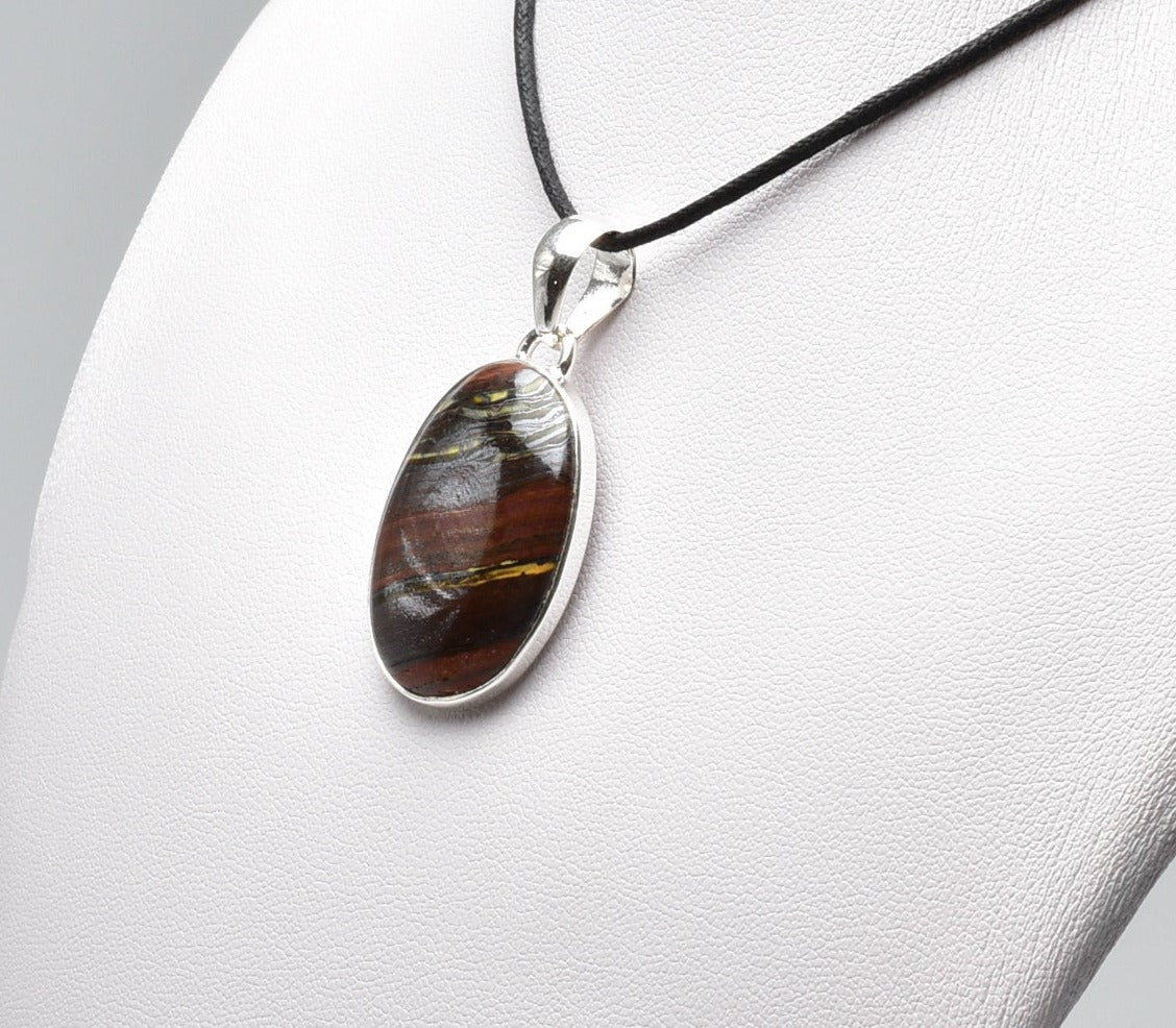 BANDED TIGER IRON PENDANT set in STERLING SILVER J110