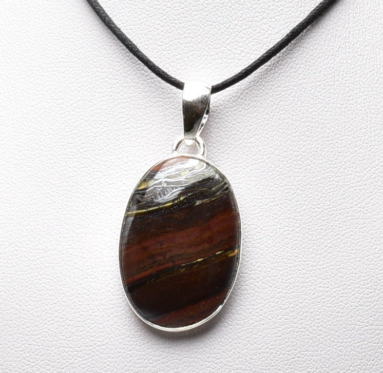 BANDED TIGER IRON PENDANT set in STERLING SILVER J110