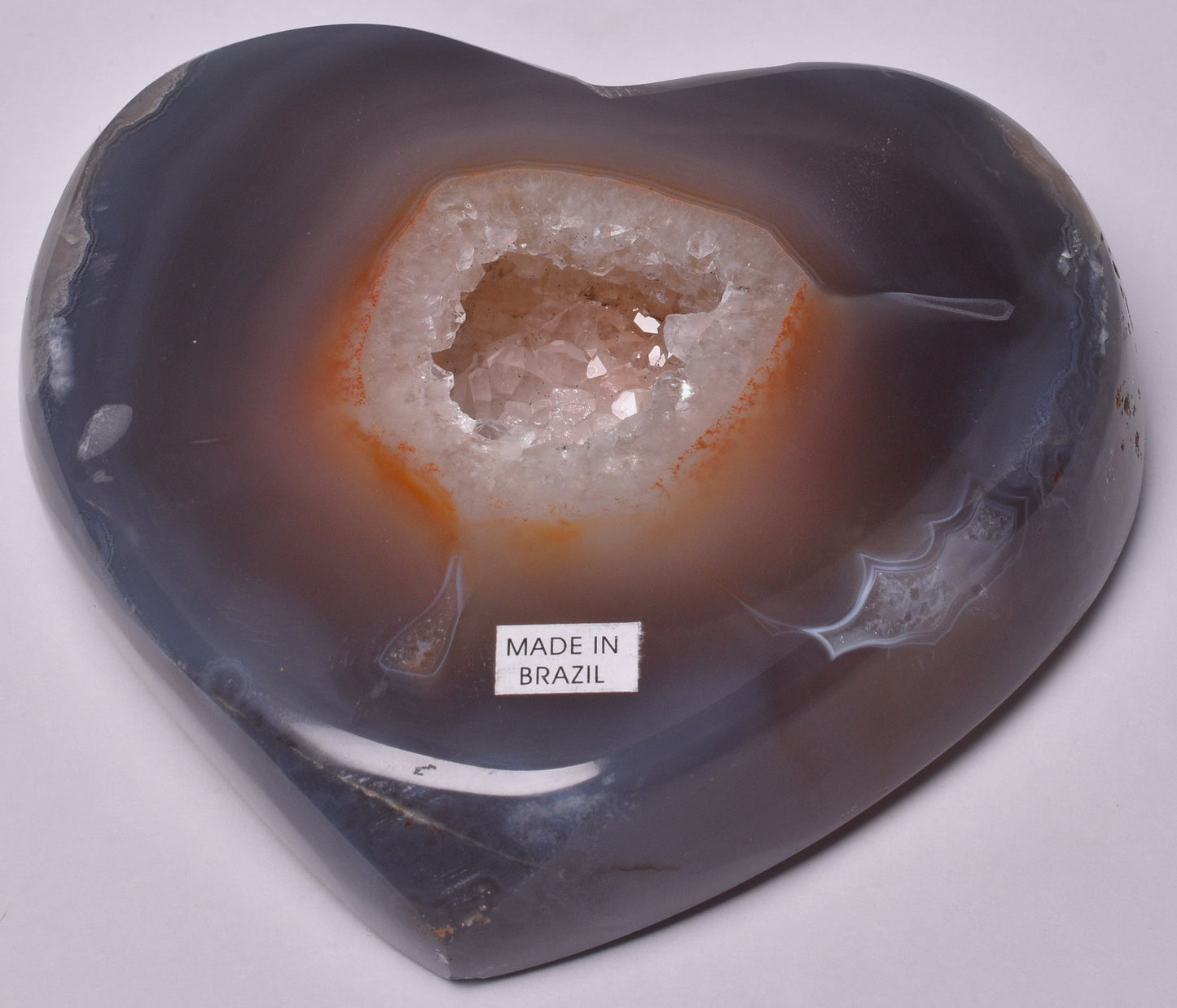 AGATE HEART CARVING WITH QUARTZ P653