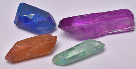 4 x DYED AURA QUARTZ CRYSTAL POINTS P962