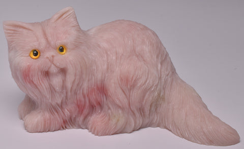 PINK OPAL PERSIAN CAT CARVING P1000