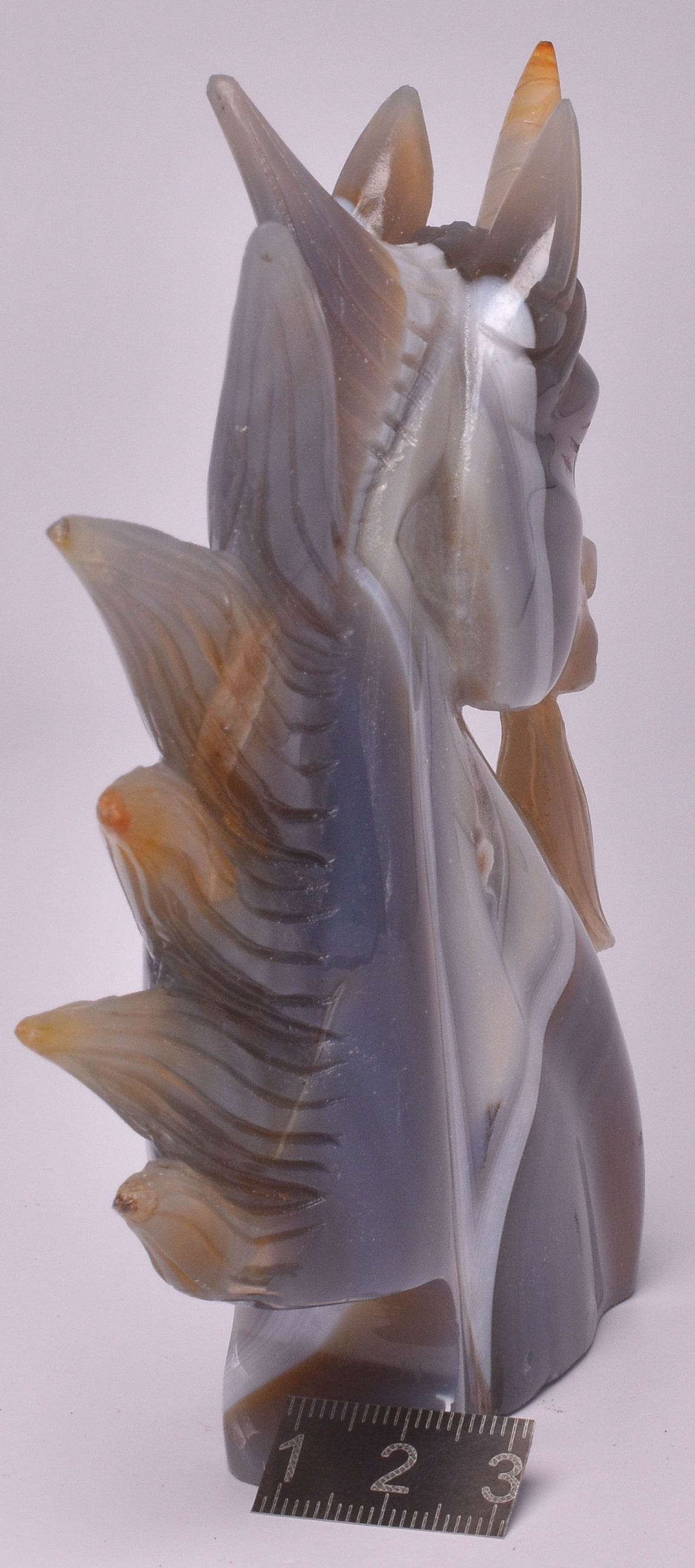 AGATE CRYSTAL UNICORN CARVING 12 cm P992
