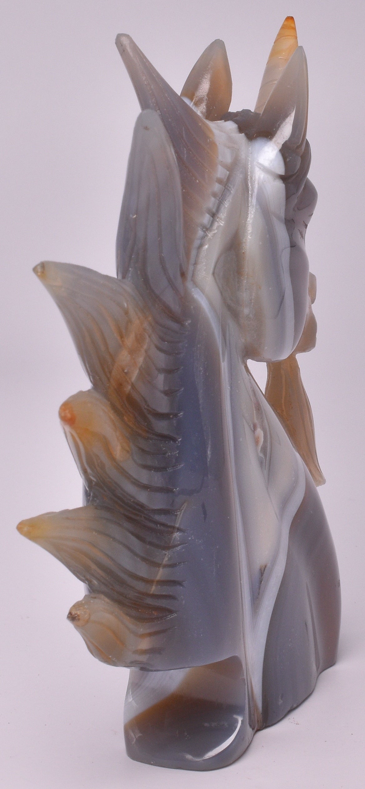 AGATE CRYSTAL UNICORN CARVING 12 cm P992