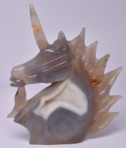 AGATE CRYSTAL UNICORN CARVING 15.5 cm P993