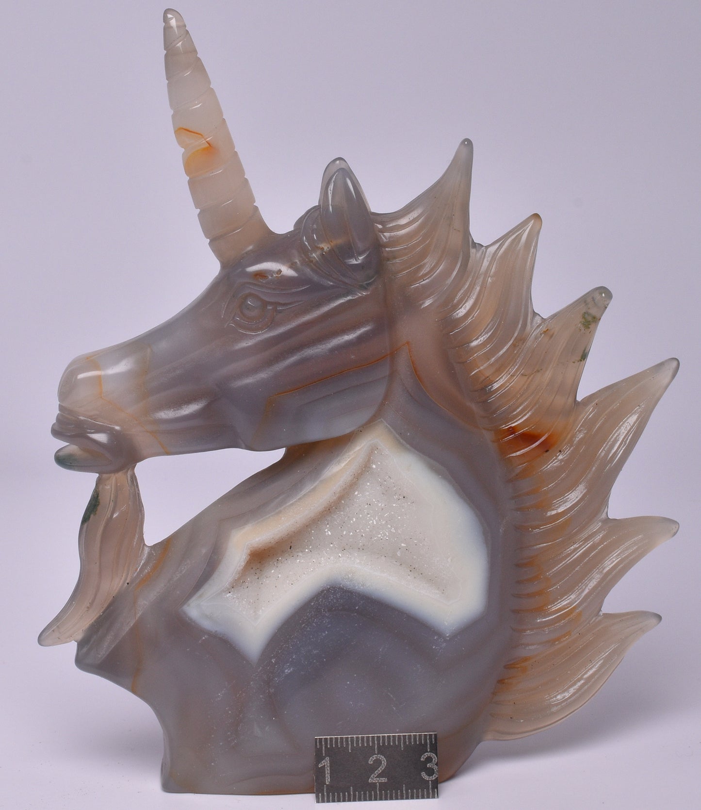AGATE CRYSTAL UNICORN CARVING 15.5 cm P993