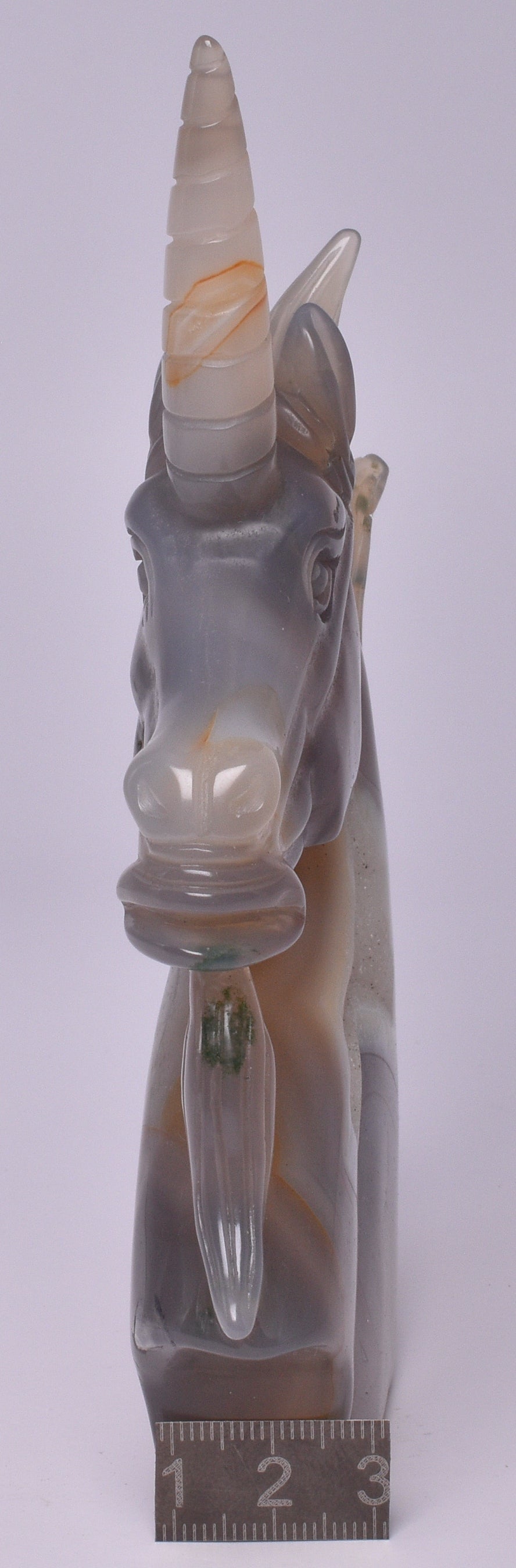 AGATE CRYSTAL UNICORN CARVING 15.5 cm P993