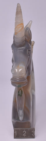 AGATE CRYSTAL UNICORN CARVING 15.5 cm P993