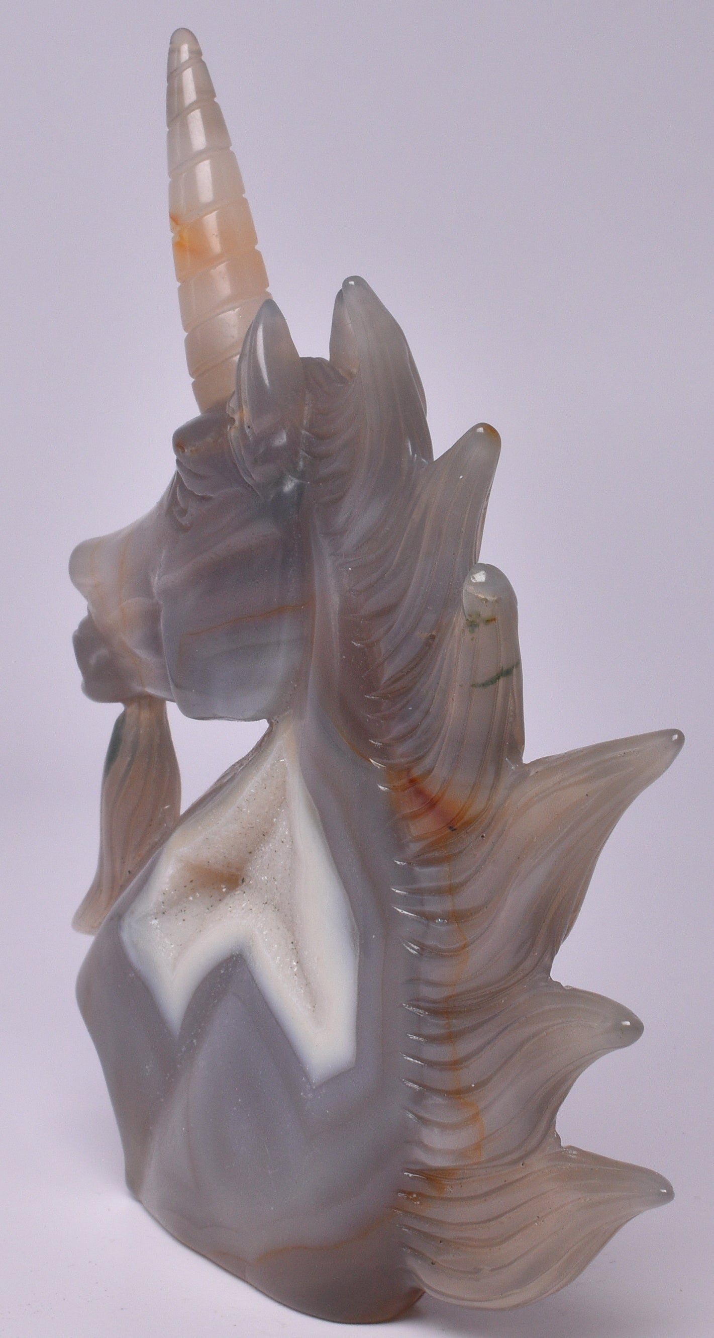 AGATE CRYSTAL UNICORN CARVING 15.5 cm P993