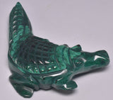 MALACHITE CRYSTAL ALLIGATOR CARVING P492