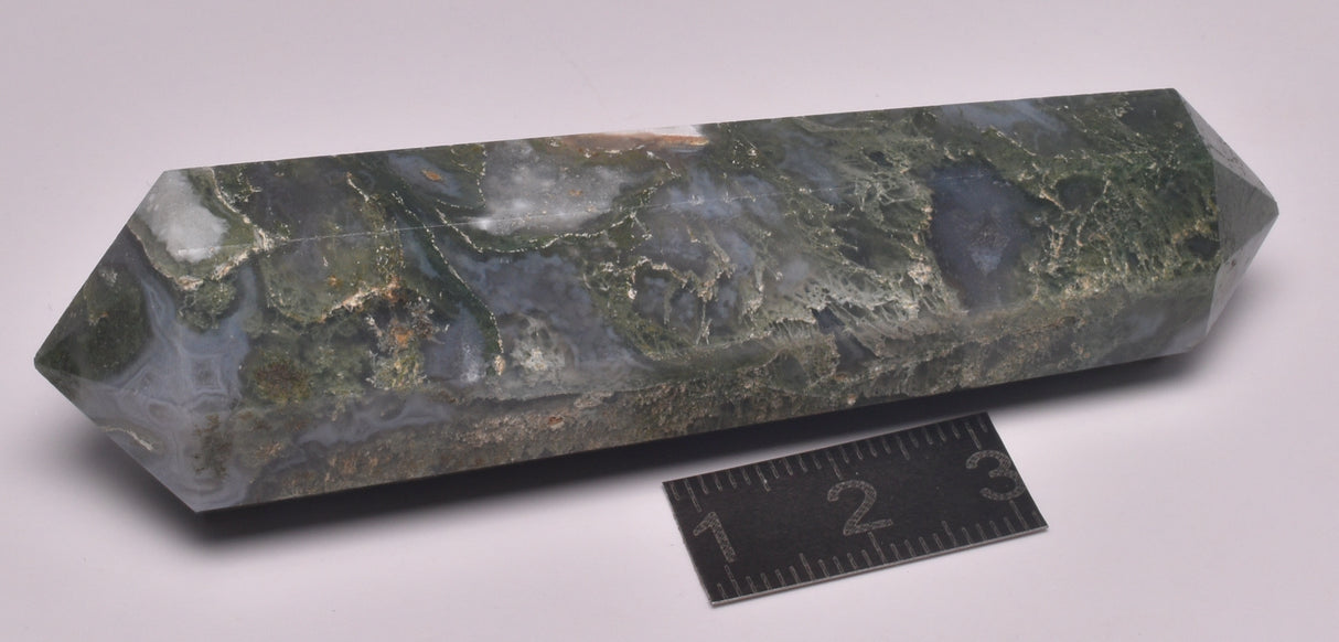 MOSS AGATE DOUBLE POINT WAND P837