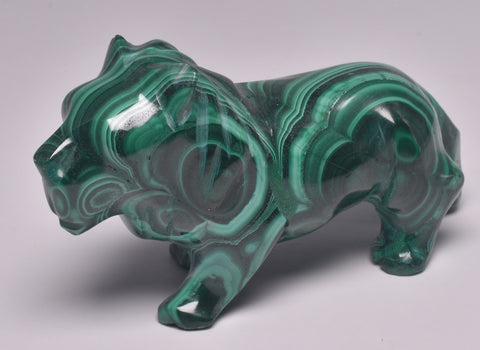 MALACHITE CRYSTAL LION CARVING P1049