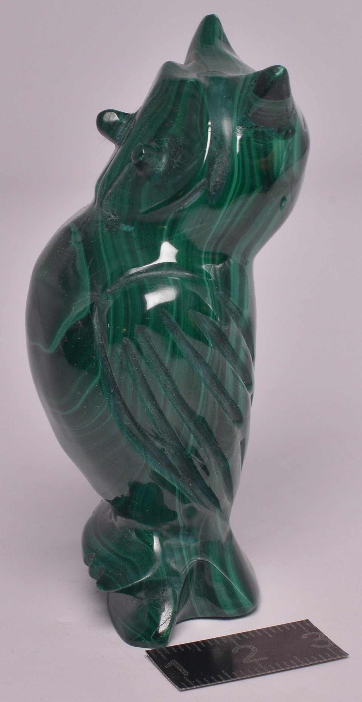 MALACHITE CRYSTAL OWL CARVING P847