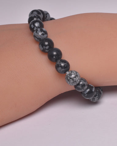SNOWFLAKE OBSIDIAN CRYSTAL BRACELET J249