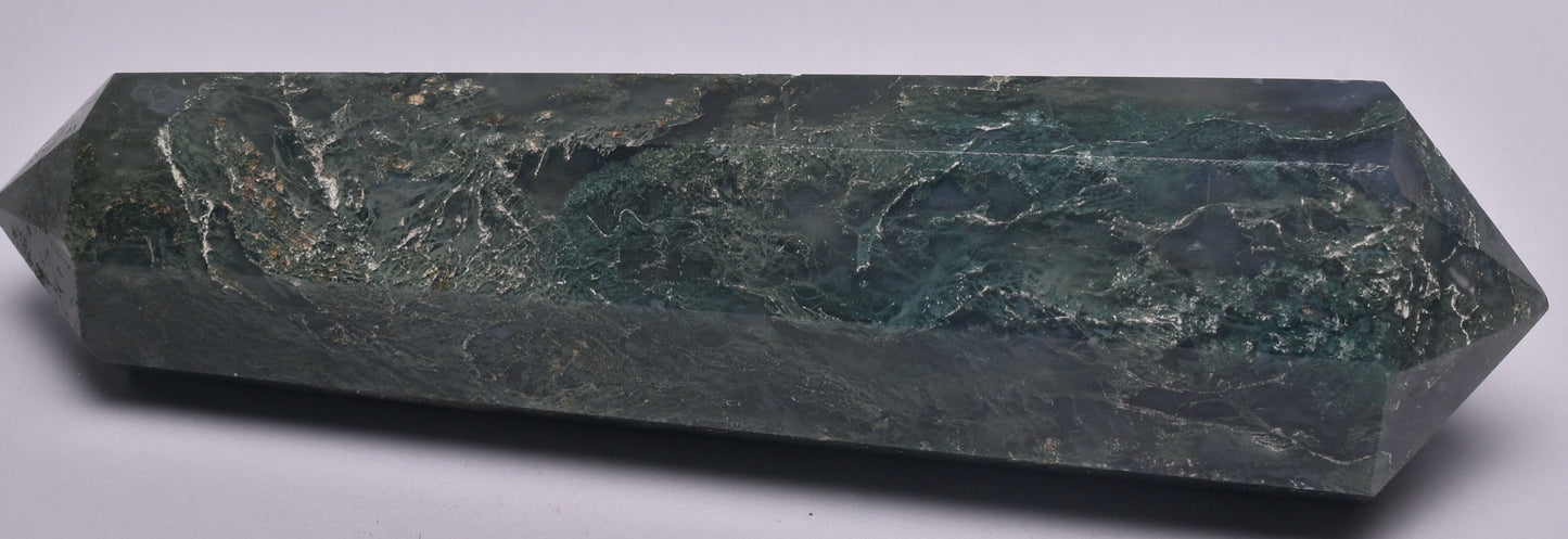 MOSS AGATE DOUBLE POINT WAND P145