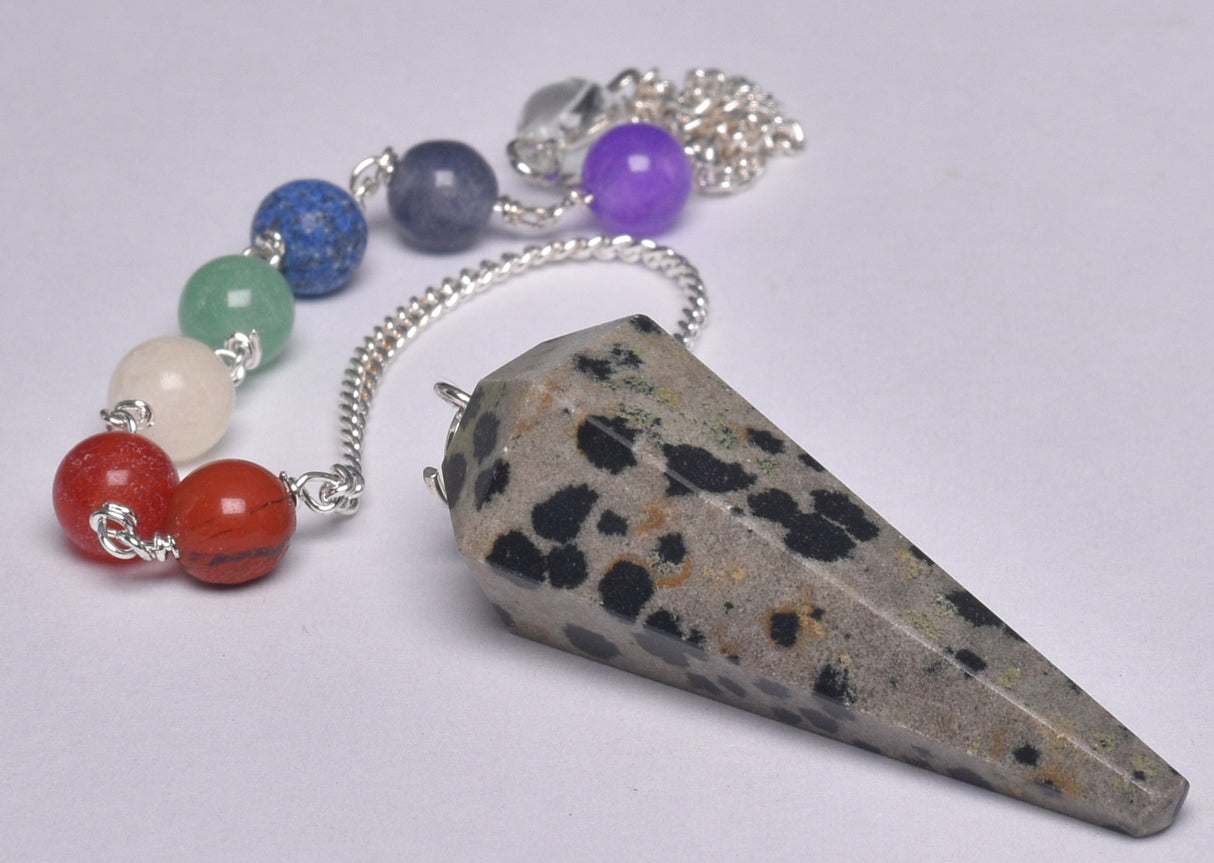 CHAKRA CRYSTAL DALMATION JASPER PENDULUM P468