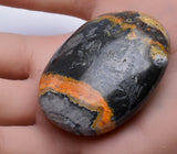 BUMBLEBEE MICROBIALITE JASPER POLISHED PALM STONE, INDONESIA P772