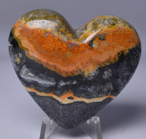 BUMBLEBEE MICROBIALITE JASPER POLISHED HEART, INDONESIA P569