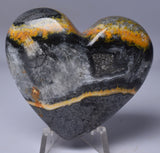 BUMBLEBEE MICROBIALITE JASPER POLISHED HEART, INDONESIA P569