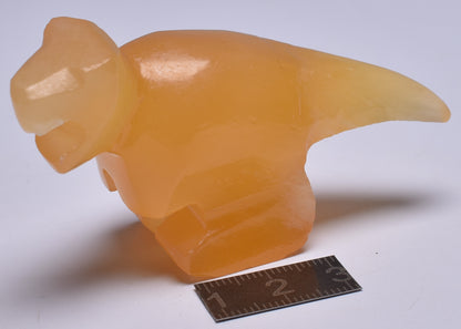 ORANGE CALCITE CRYSTAL DINOSAUR CARVING P514