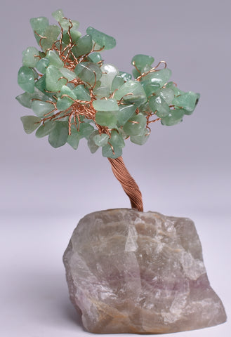 GREEN AVENTURINE and FLUORITE CRYSTAL TREE P519
