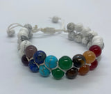 CHAKRA and HOWLITE BEADED BRACELET J08