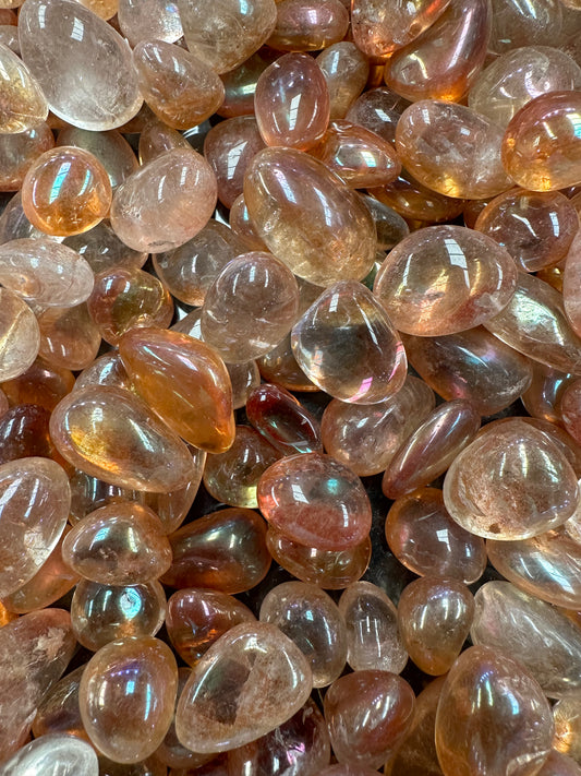 1 x ORANGE AURA CRYSTAL TUMBLE T7